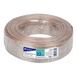 Rollo de 100 m cable polarizado transparente p/bocina 22 awg  VOLTECK   CABO-22P(100) - Hergui Musical