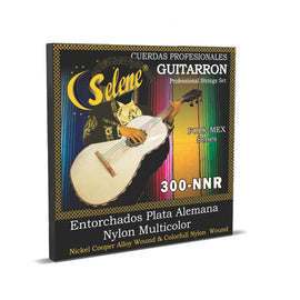 Jgo. De cuerdas para guitarrón, nylon sobre nylon rojo, entorchado fósforo bronze  SELENE  300-NNR