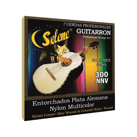 Jgo. De cuerdas para guitarrón, nylon sobre nylon verde, entorchado fósforo bronze  SELENE  300-NNV