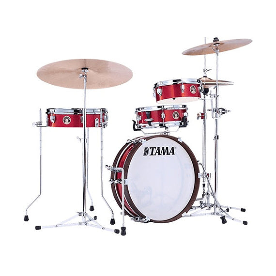 BATERIA TAMA ''CLUB-JAM PANCAKE'' DE 4 PZAS. ROJO QUEMADO BRILLANTE CON ATRILES  LJK48P-BRM - Hergui Musical