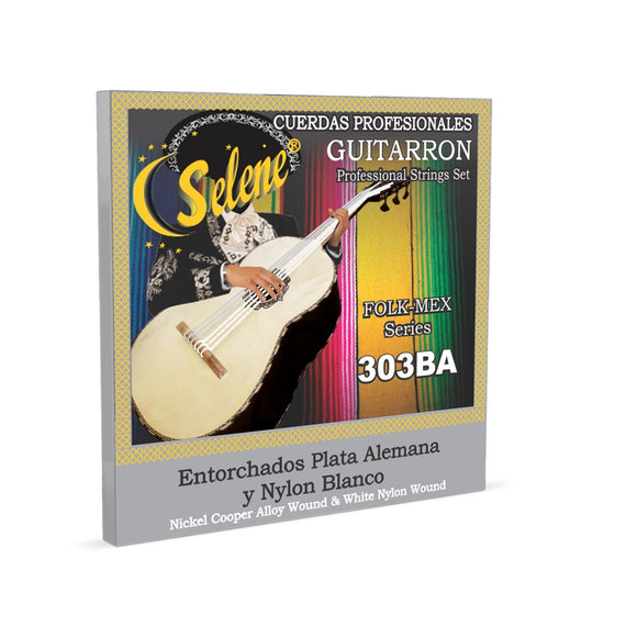 JGO DE CUERDAS SELENE PARA GUITARRON  NYLON BLANCO ENTORCHADO NIQUEL COBRE  303-BA