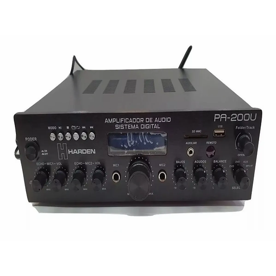 Amplificador de perifoneo USB/SD FM BT Control Remoto HARDEN   PA-200U - Hergui Musical