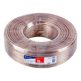 Rollo de 100 m cable polarizado transparente p/bocina 18 awg  VOLTECK   CABO-18P(100) - Hergui Musical