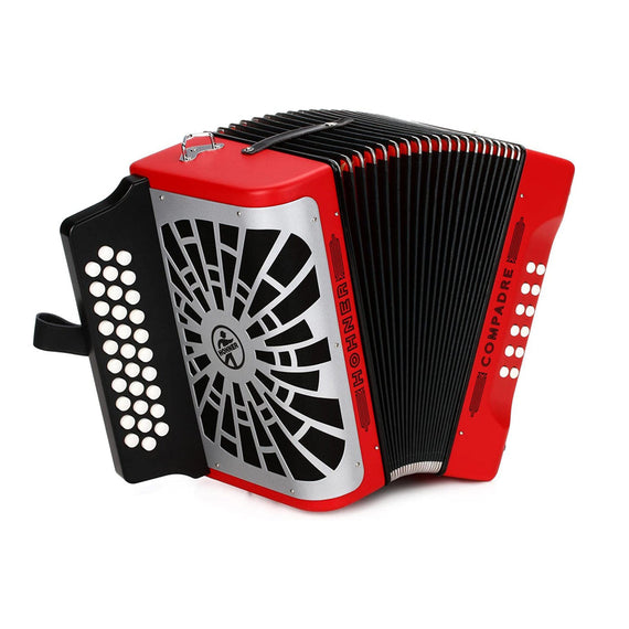 ACORDEON DIATONICO COMPADRE FA-SIB-MIB, 31 BOTONES Y 12 BAJOS, ROJO CON FUNDA  HOHNER  A48441