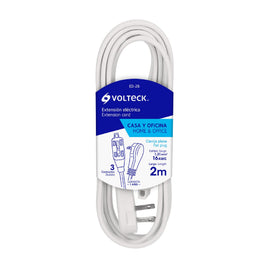 Extension electrica domestica 2 m blanca con clavija plana  VOLTECK   ED-2B