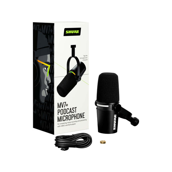 Micrófono MV7+ negro, incluye base extendible de mesa  SHURE  MV7+-K-BNDL