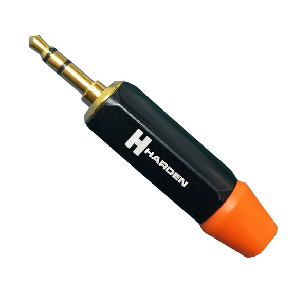 Plug (Macho) de 3.5 mm Estéreo metálico negro con código naranja  HARDEN   PL-128