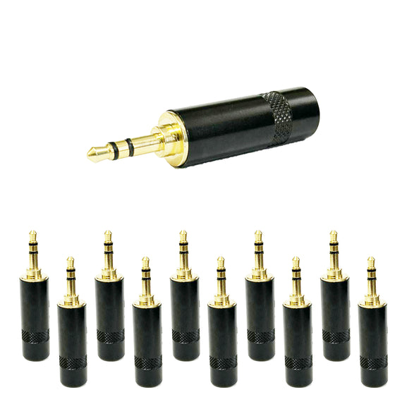 PAQ. 10 PZAS. DE PLUG 3.5mm ESTÉREO PARA SOLDAR LARGO CON RESORTE, METALICO  HARDEN   PL-130L(10)