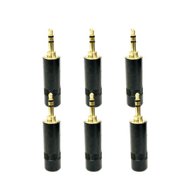 PAQ. 6 PZAS. DE PLUG 3.5mm ESTÉREO PARA SOLDAR LARGO CON RESORTE, METALICO  HARDEN   PL-130L(6)