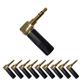 PAQ. 10 PZAS. DE PLUG DE 3.5MM EN ESCUADRA NEGRO / ORO  SOLCOR   PL35SEN-P(10)