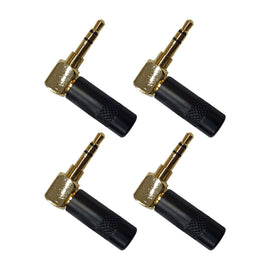 PAQ. 4 PZAS. DE PLUG DE 3.5MM EN ESCUADRA NEGRO / ORO  SOLCOR   PL35SEN-P(4)