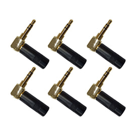 PAQ. 6 PZAS. DE PLUG DE 3.5MM EN ESCUADRA NEGRO / ORO  SOLCOR   PL35SEN-P(6)