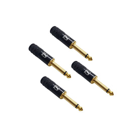 PAQ. 4 PZAS. DE PLUG 6.3mm MONO METÁLICO NEGRO/ORO   SOLCOR        PL63SOLGP(4)