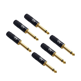 PAQ. 6 PZAS. DE PLUG 6.3mm MONO METÁLICO NEGRO/ORO   SOLCOR        PL63SOLGP(6)