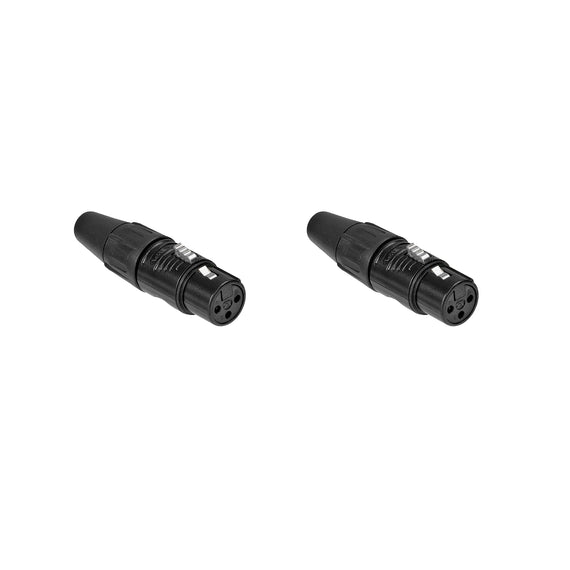 PAQ. 2 PZAS. DE Plug XLR Hembra 3 pines, metálico negro  REAN   RC3F-BAG(2)