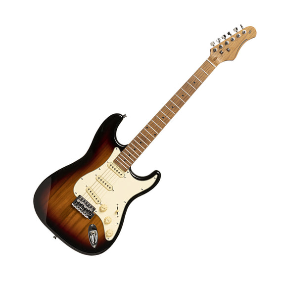 Guitarra eléctrica serie 55 con cuerpo macizo de paulownia, modelo de mano izquierda, Sunburst Brillante STAGG  SES-55-SNB