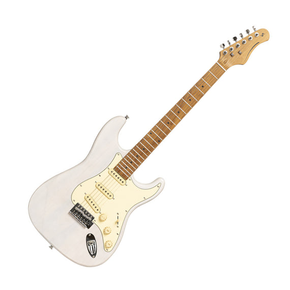 Guitarra eléctrica serie 55 con cuerpo de paulownia maciza, See through White Blonde, brilliant   STAGG  SES-55-WHB