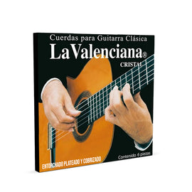 ENCORDADURA LA VALENCIANA PARA GUITARRA CLASICA NYLON TRANSPARENTE + ENTORCHADO COBRE PLATEADO  VAGS-400MC