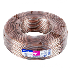 Rollo de 100 m cable polarizado transparente p/bocina 20 awg  VOLTECK   CABO-20P(100) - Hergui Musical