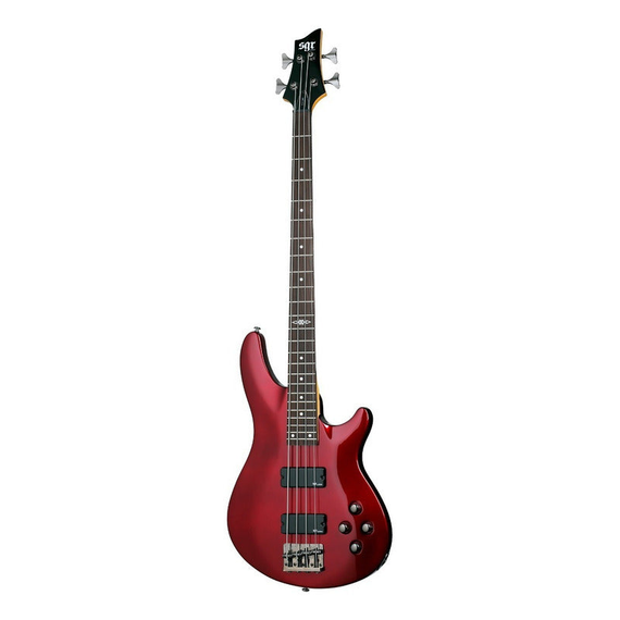 Bajo eléctrico de 4 cuerdas, rojo metálico, cuerpo de tilo, tapa arqueada, brazo de maple, diapasón de palo de rosa SGR BY SCHECTER  C-4-BASS-MRD