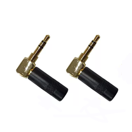 PAQ. 2 PZAS. DE PLUG DE 3.5MM EN ESCUADRA NEGRO / ORO  SOLCOR   PL35SEN-P(2)