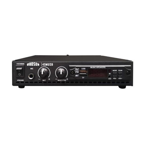 AMPLIFICADOR DE PERIFONEO 20w RMS USB/ENTRADA DE MICROFONO  RADSON   45MUSB - herguimusical